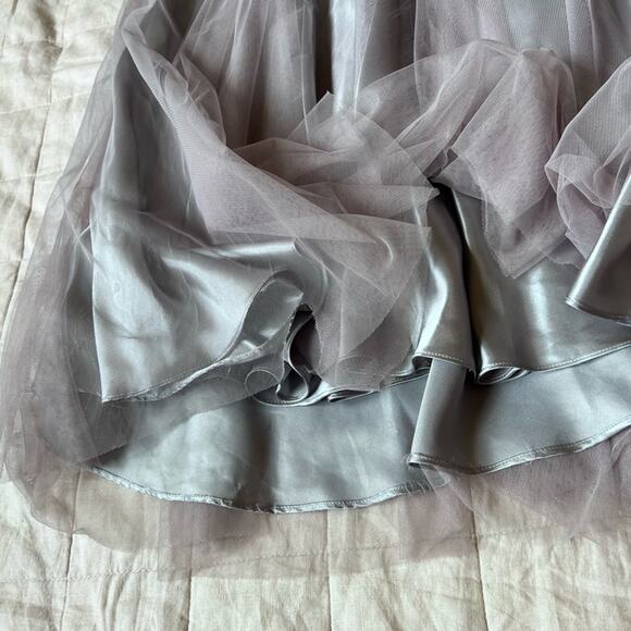 Blondie Nites Silver Beaded Floral Sheer Bustier Strapless Tulle Gown Fairy - 9 - Picture 6 of 12